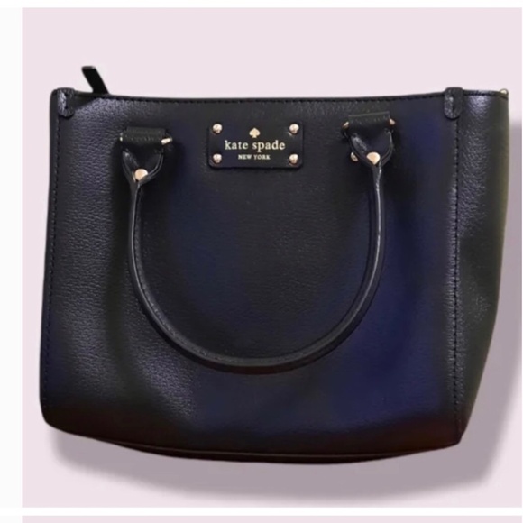 🥳🎉 HOST PICK !  Black Leather  ♠️ kate spade ♠️  handbag EUC - Picture 1 of 7